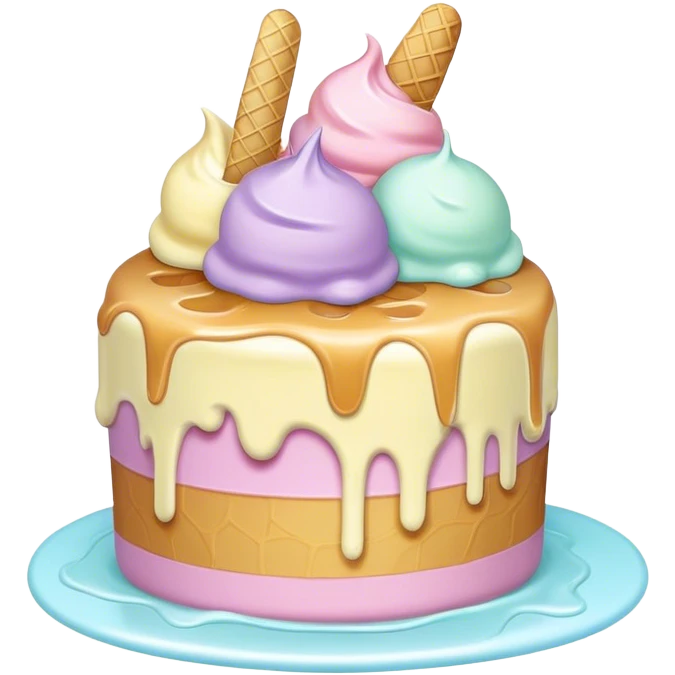 Melted kawaii pastel ice cream cake emoji