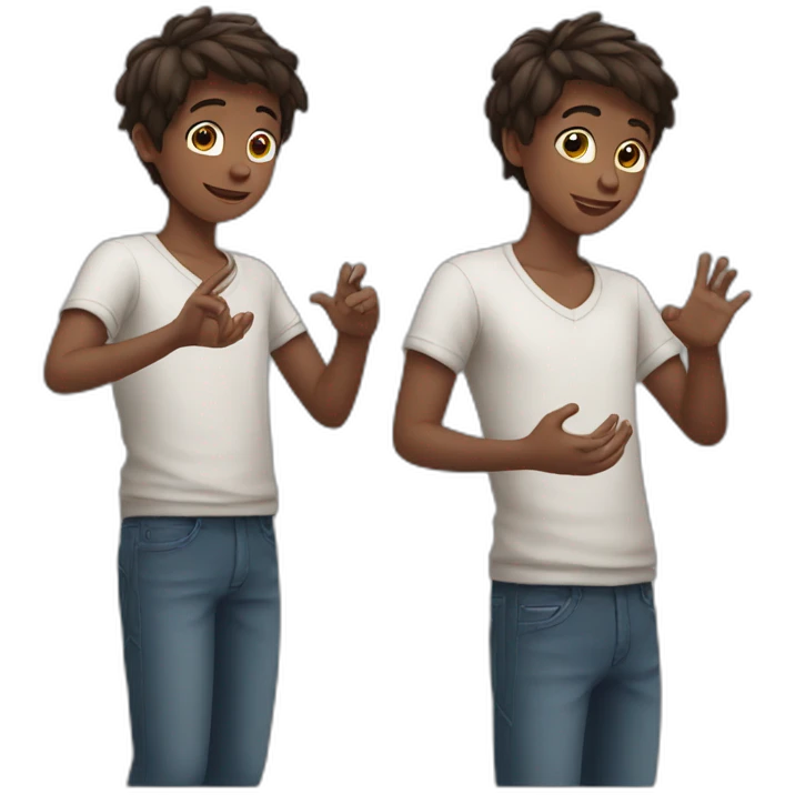 boy who make a heart with his hands emoji