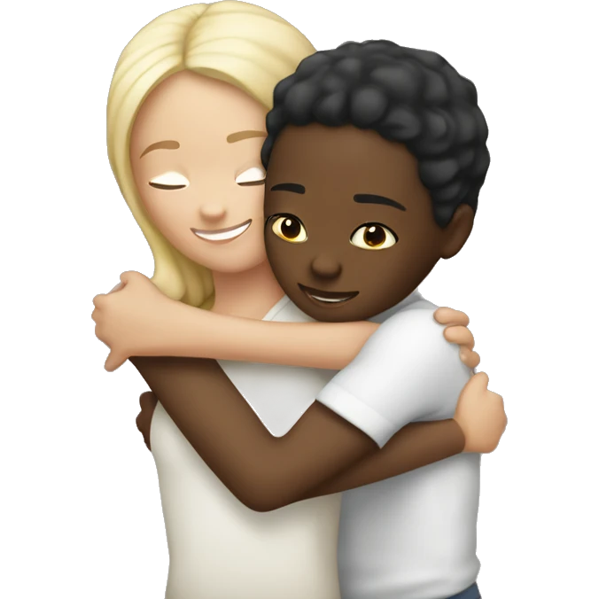 Black girl hugging her white friend emoji