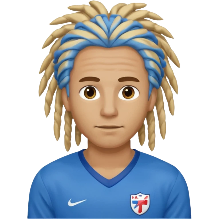 blonde dreadlocks man with blue jersey emoji