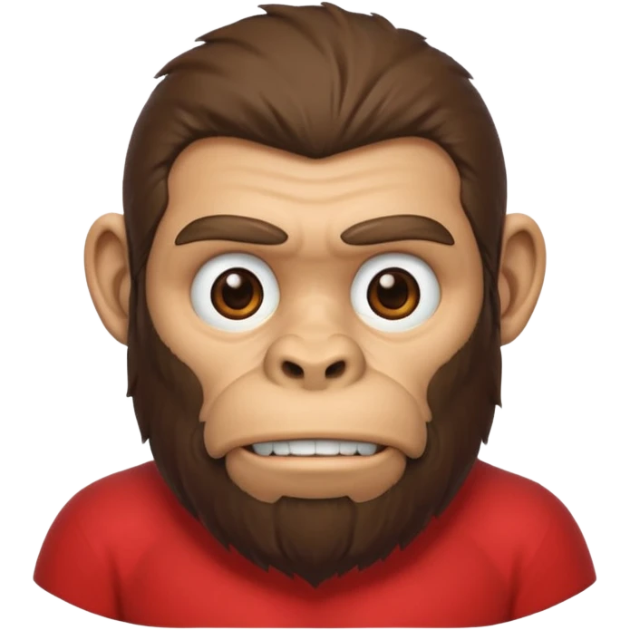 ancient ape, beard, red shirt emoji