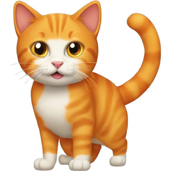 Orange cat turning into orange chicken emoji
