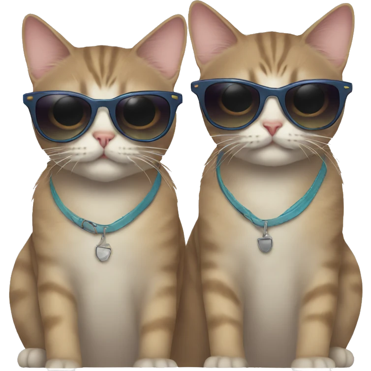 two cat best friends in sunglasses  emoji