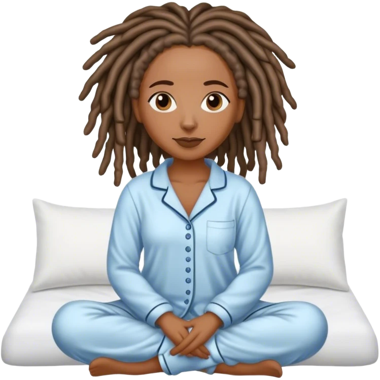 Black woman with locs in PJs emoji