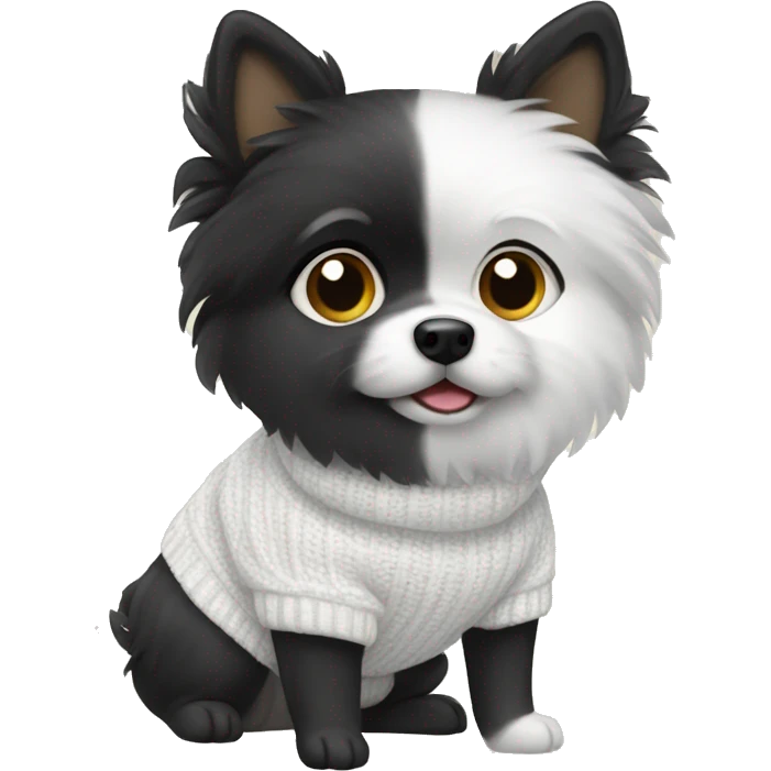 Black pomiranian spitz wearing White sweater emoji