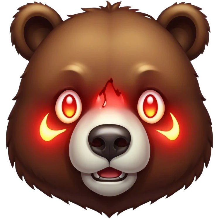 ANGRY looking bloodstained bear with glowing white eyes emoji
