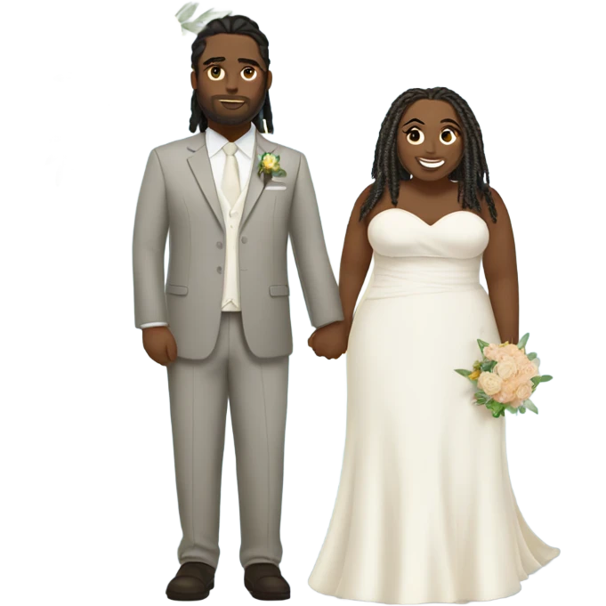Plus size couple with locs wedding full body emoji