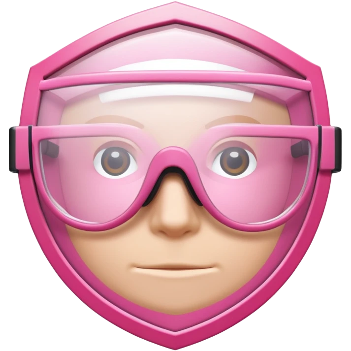 thick pink shield glasses, robust Y2K style, substantial frameless design emoji