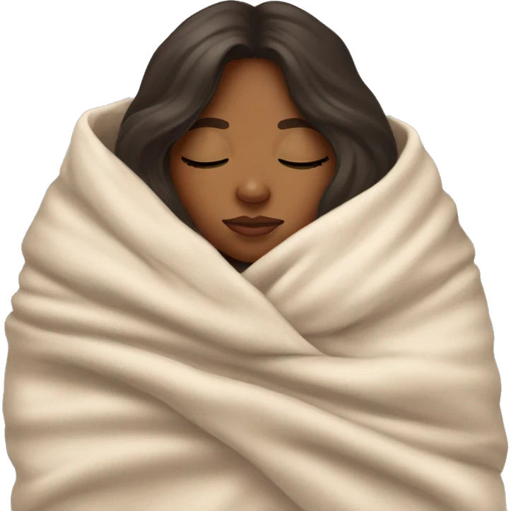 Brown girl inside a blanket eyes closed emoji