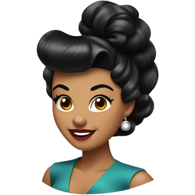 pin-up brown woman with black hair victory rolls style emoji