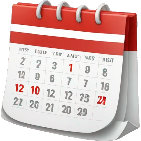 red and white calendar icon emoji