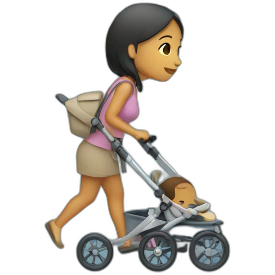 woman pushing stroller rain emoji