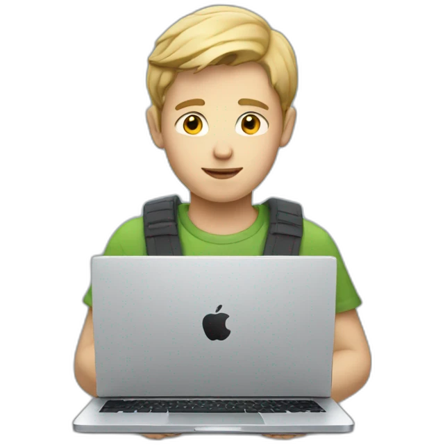  white boy with an apple laptop emoji