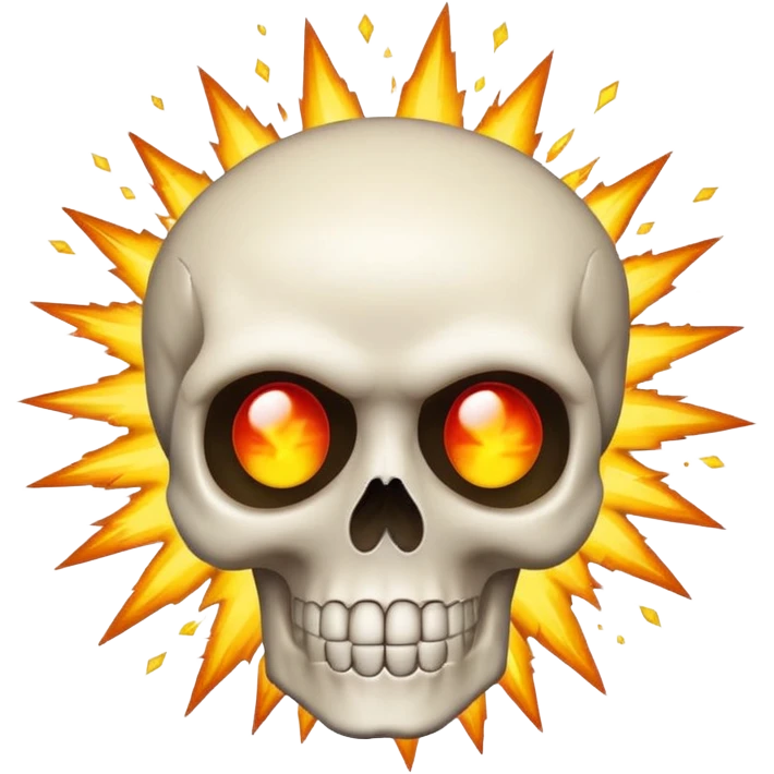 skull with emoji style explosion emoji
