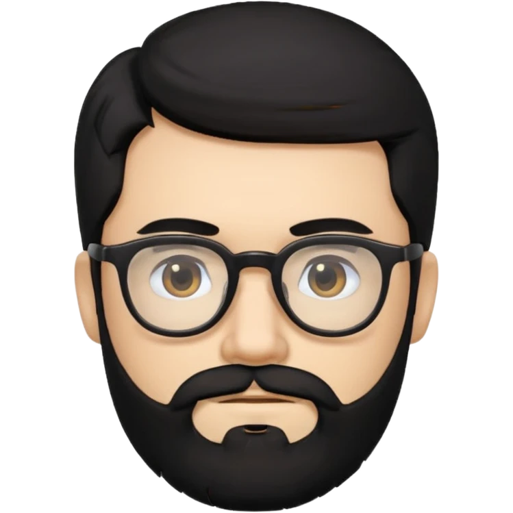 man with beard and glasses black hair emoji