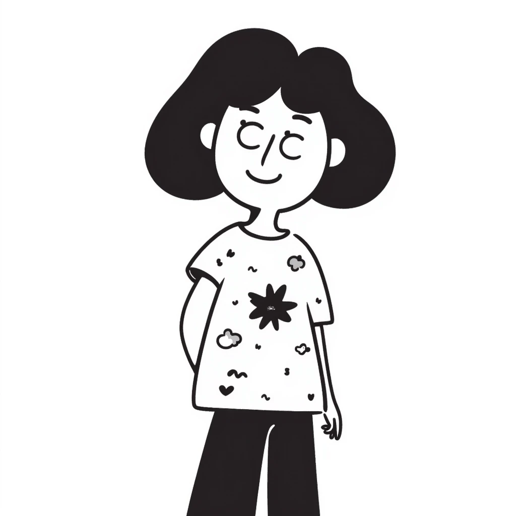 Cartoonish girl smiling with short hair emoji