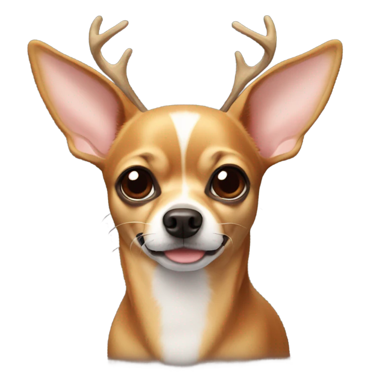 A chihuahua with deer antlers emoji