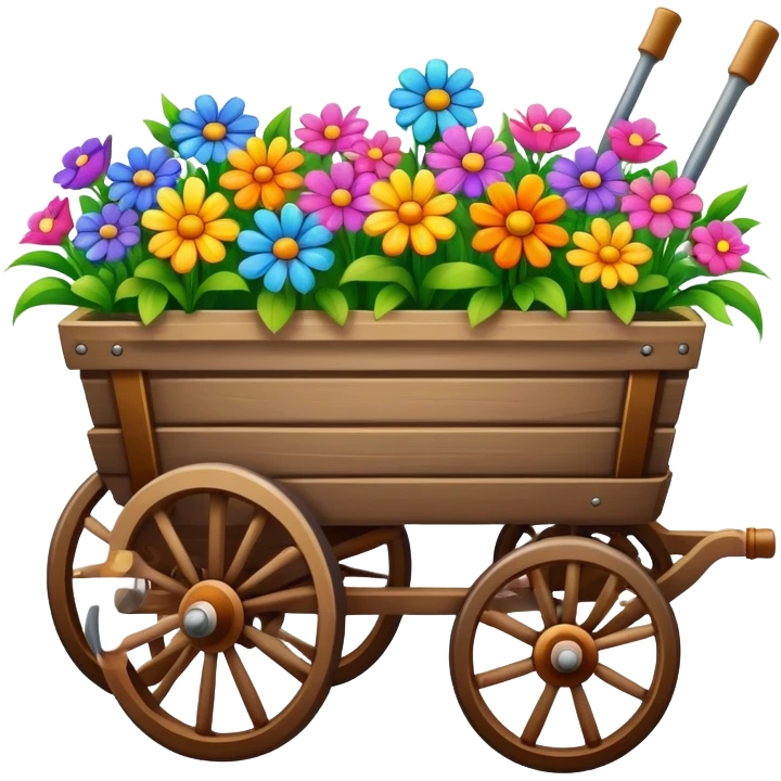 Wagon with flowers emoji