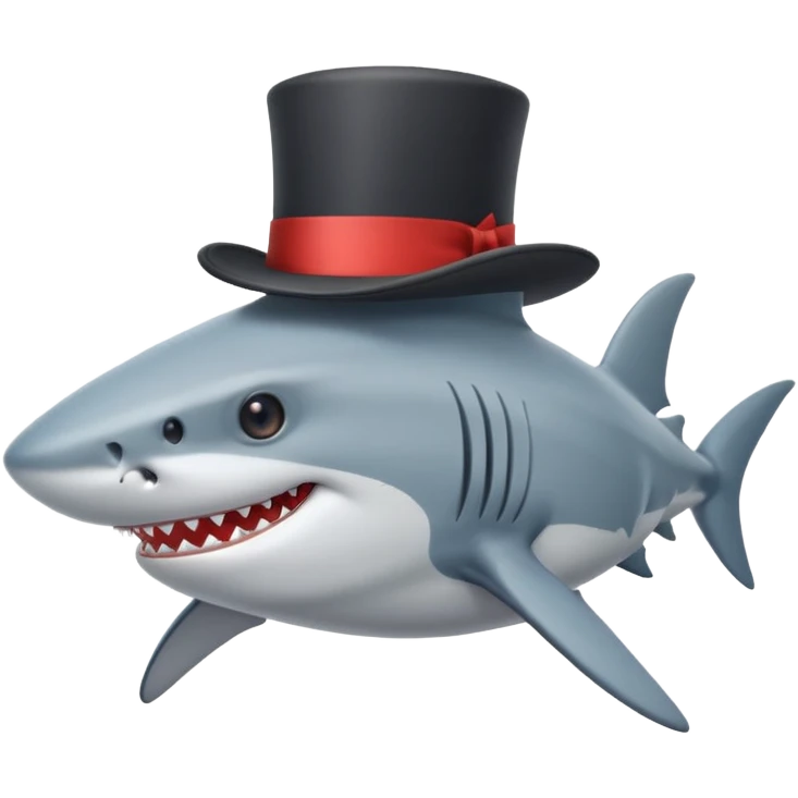 Shark with a top hat emoji