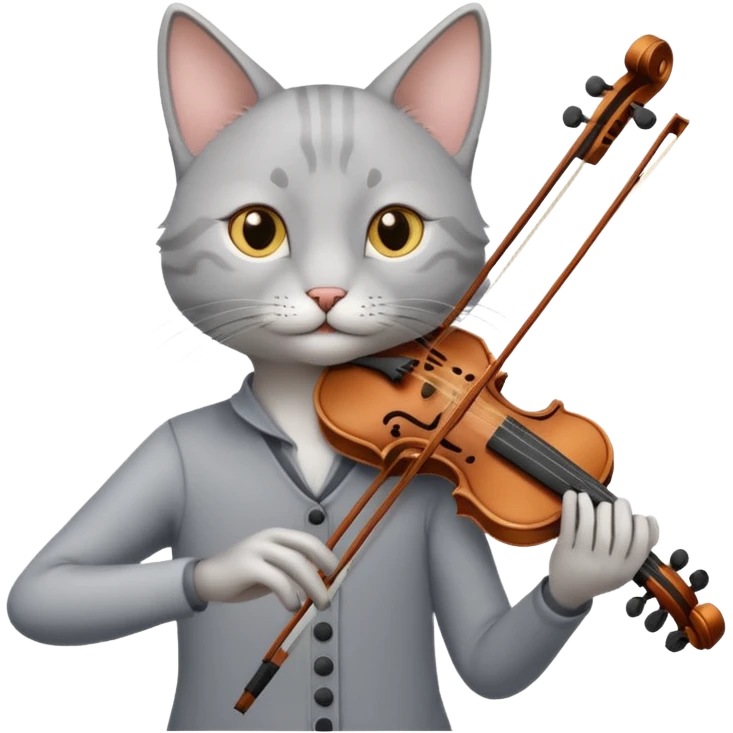 thin grey cat play violin emoji