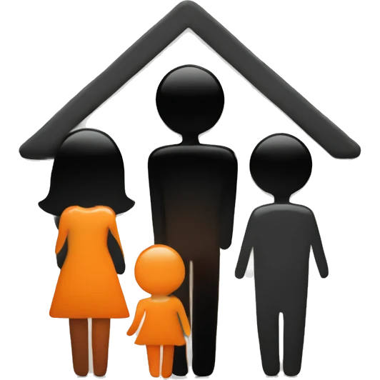 orange and black logo reading "'family hub" emoji