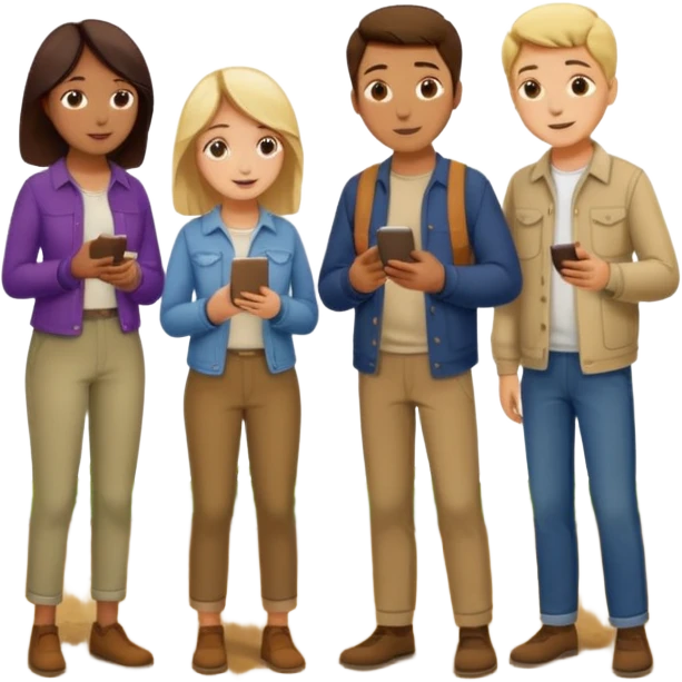 Make a photo of 5 project managers, specificly 3 girls and 2 boys, that are making project for improvment of the vineyard emoji