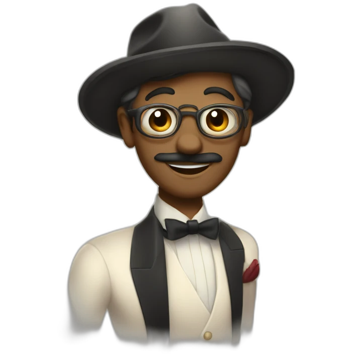 Imagina un personaje principal para una película animada musical ambientada en la década de 1920. Debe ser un bailarín de jazz carismático y lleno de energía emoji