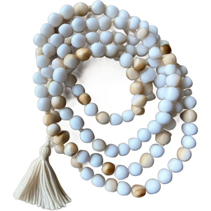Mala beads white and beige  emoji