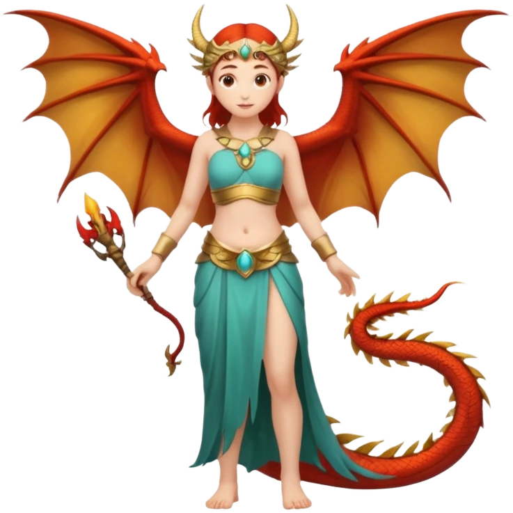 full body ancient woman with dragon wings, standing pose emoji