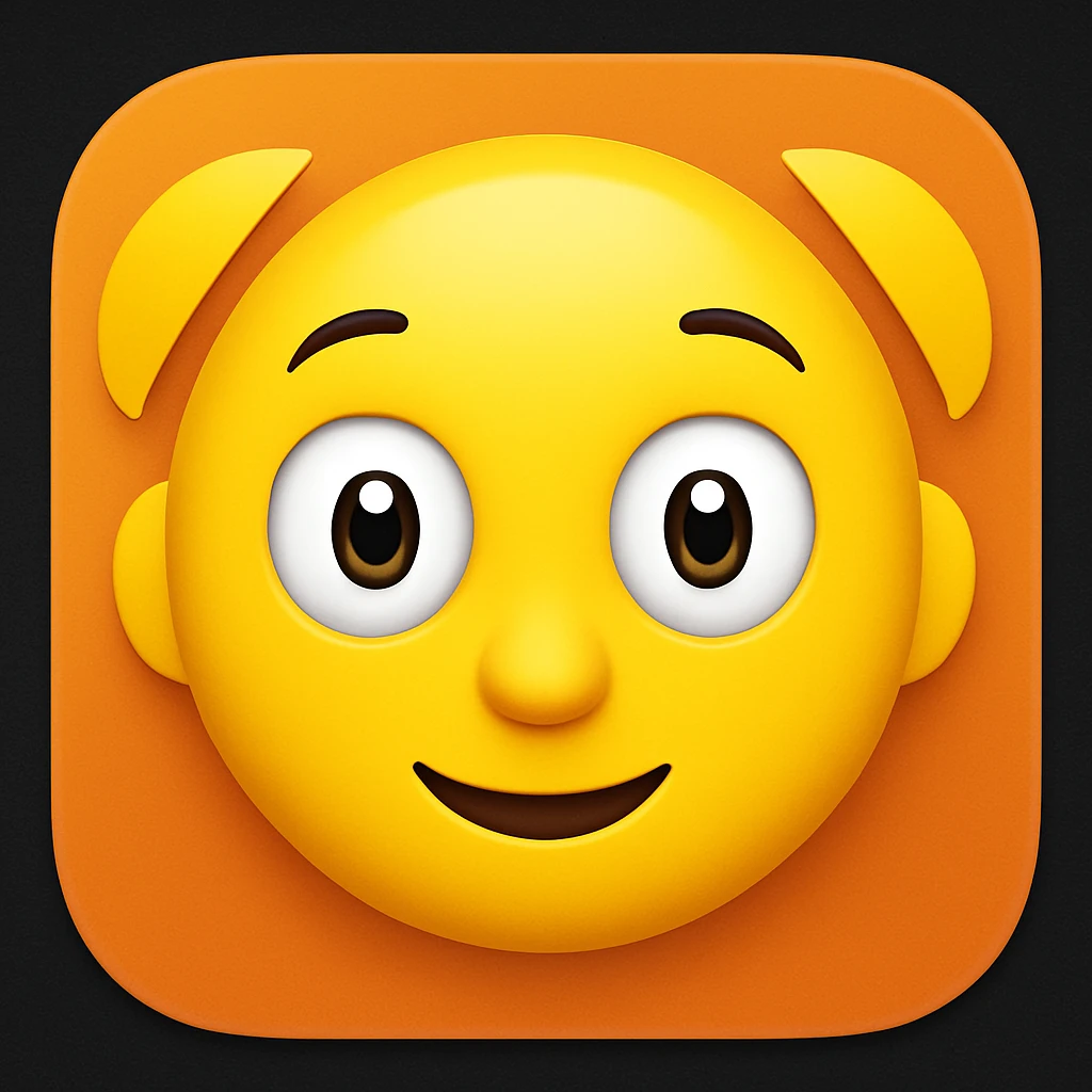 Add a rounded app icon border to the emoji, keeping the Snipes app logo style clear and central. The style should maintain the original emoji look with a clean and simple rounded border around it. emoji