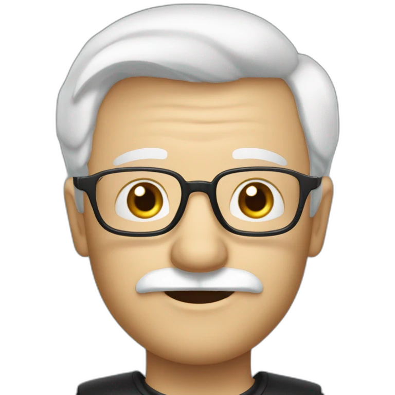 meester frank visser white hair, white mustache and glasses emoji