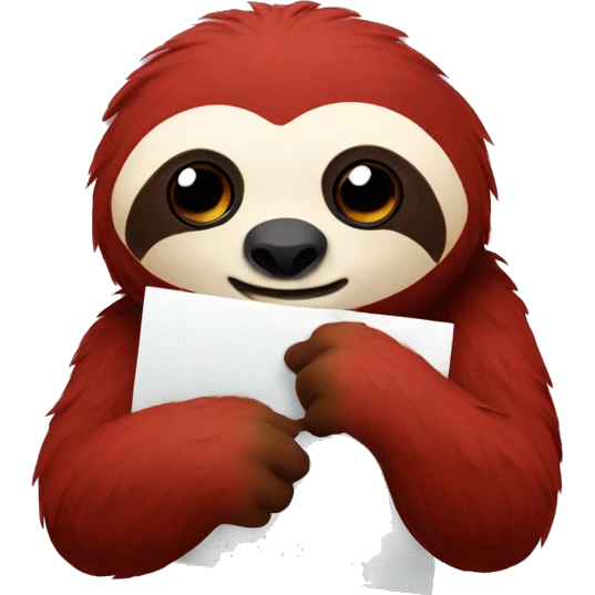a red sloth holding a letter emoji