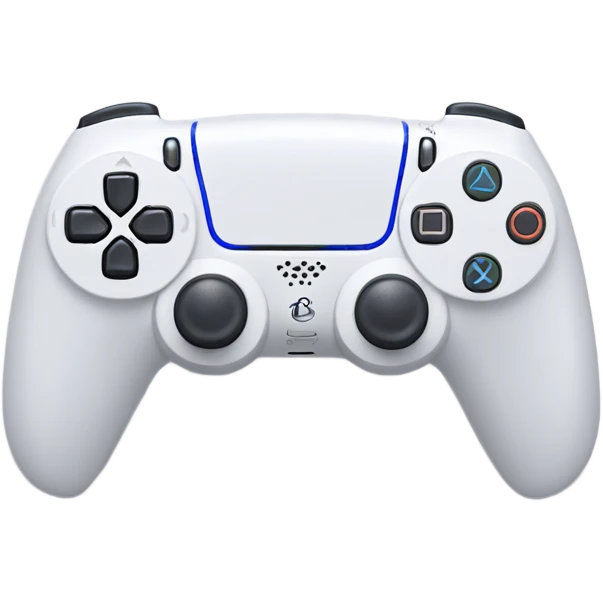 PlayStation 5 with a controller in white emoji