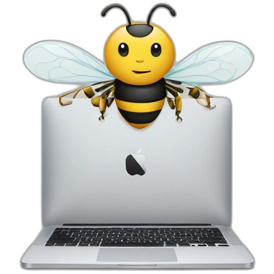 a bee working on a macbook emoji