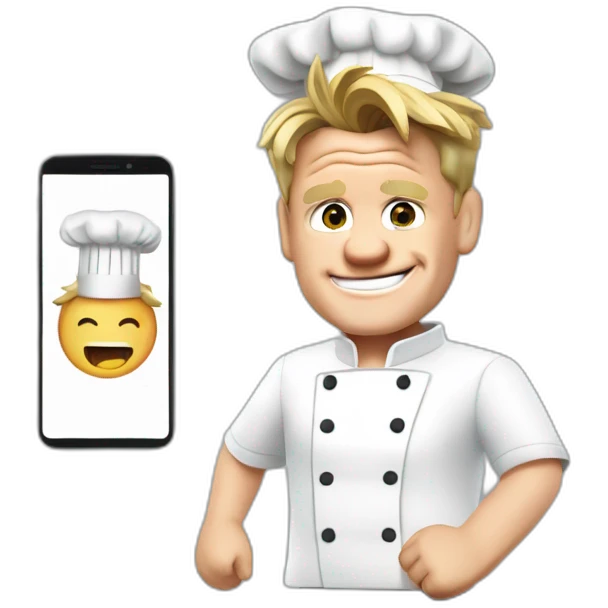 gordon ramsay with chef clothes cooking smartphone emoji