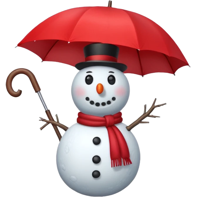 Snowman holding red umbrella emoji