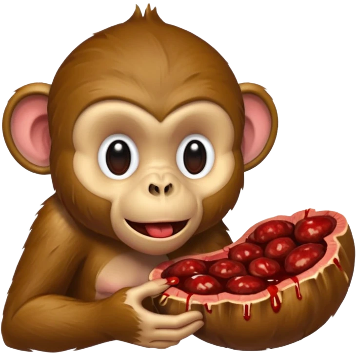 Make a monkey eating a raw organ emoji
