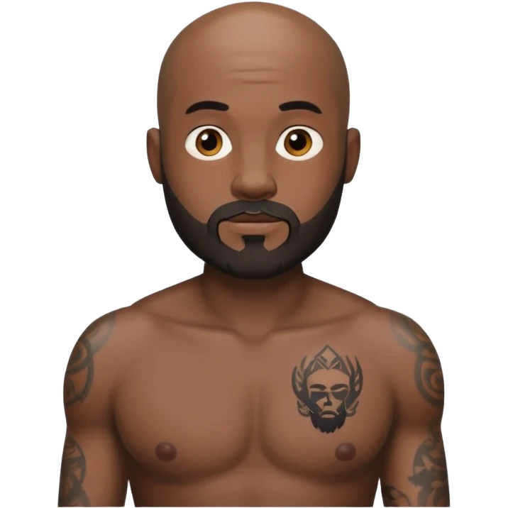 bald man with a beard and chest tattoos emoji