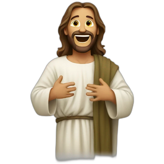 Jesus laughs until he tears up emoji