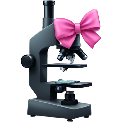 Microscope with pink bow emoji