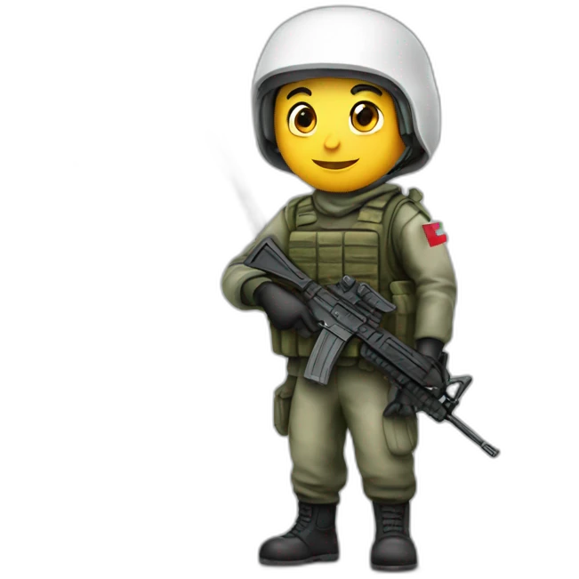 Palestinian soldier holding Palestine flag emoji