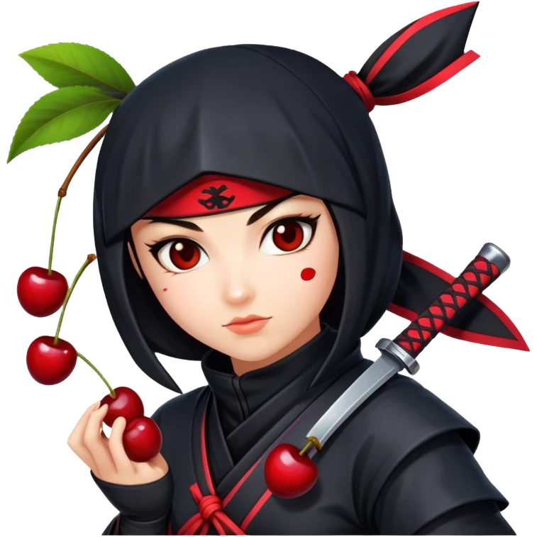 Girl ninja with cherries emoji