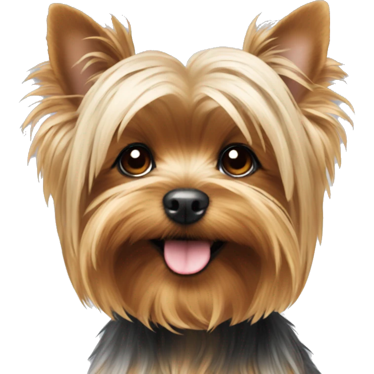 fluffy yorkie indoors looking cute emoji