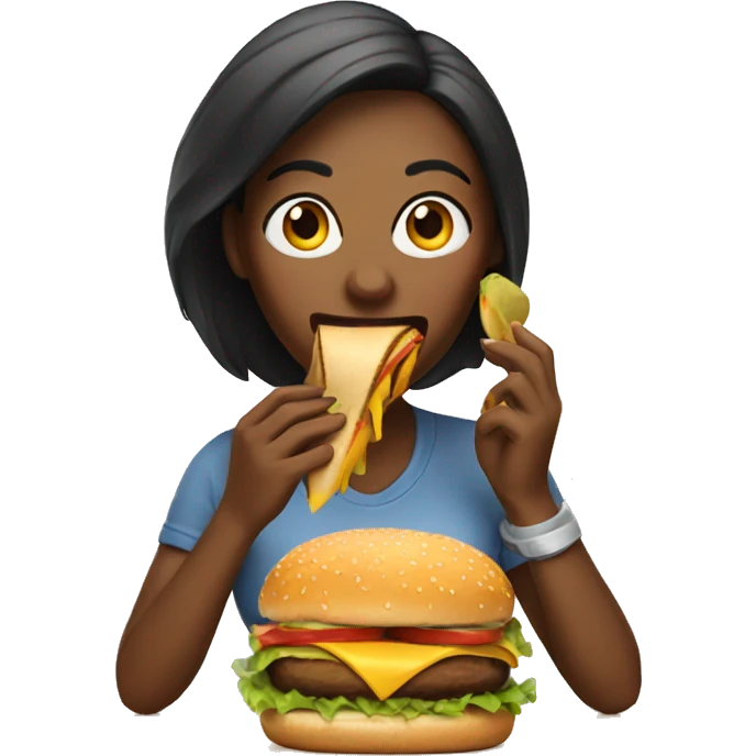Women eating burger emoji