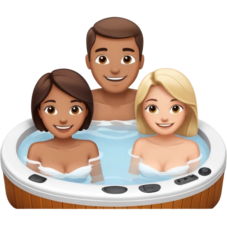 two women one man in hot tub emoji