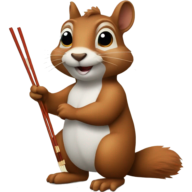 Squirrel with chopsticks in its paws  emoji