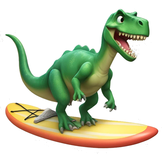 dinosaur riding a surfboard  emoji