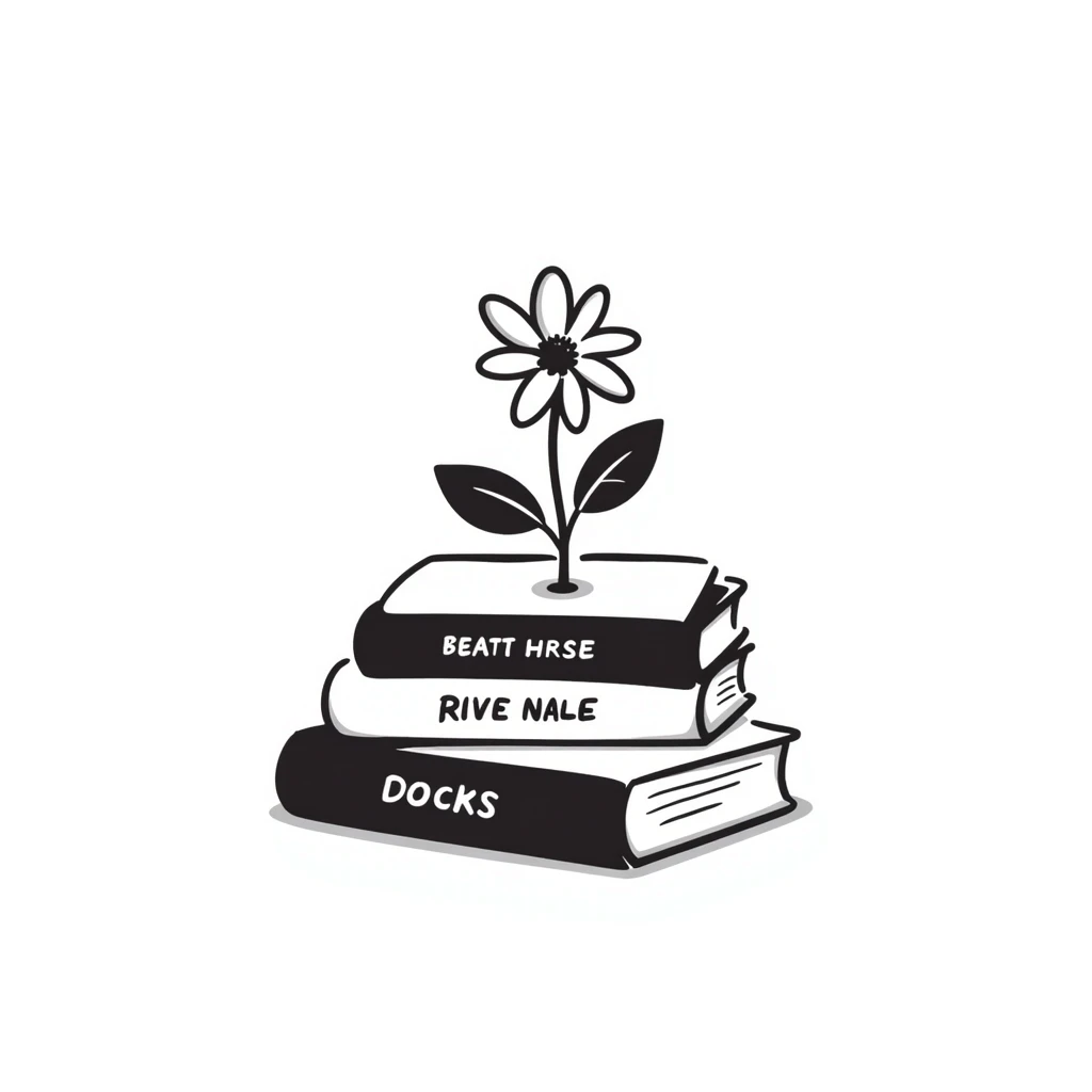 стопка из трех книг и цветок emoji