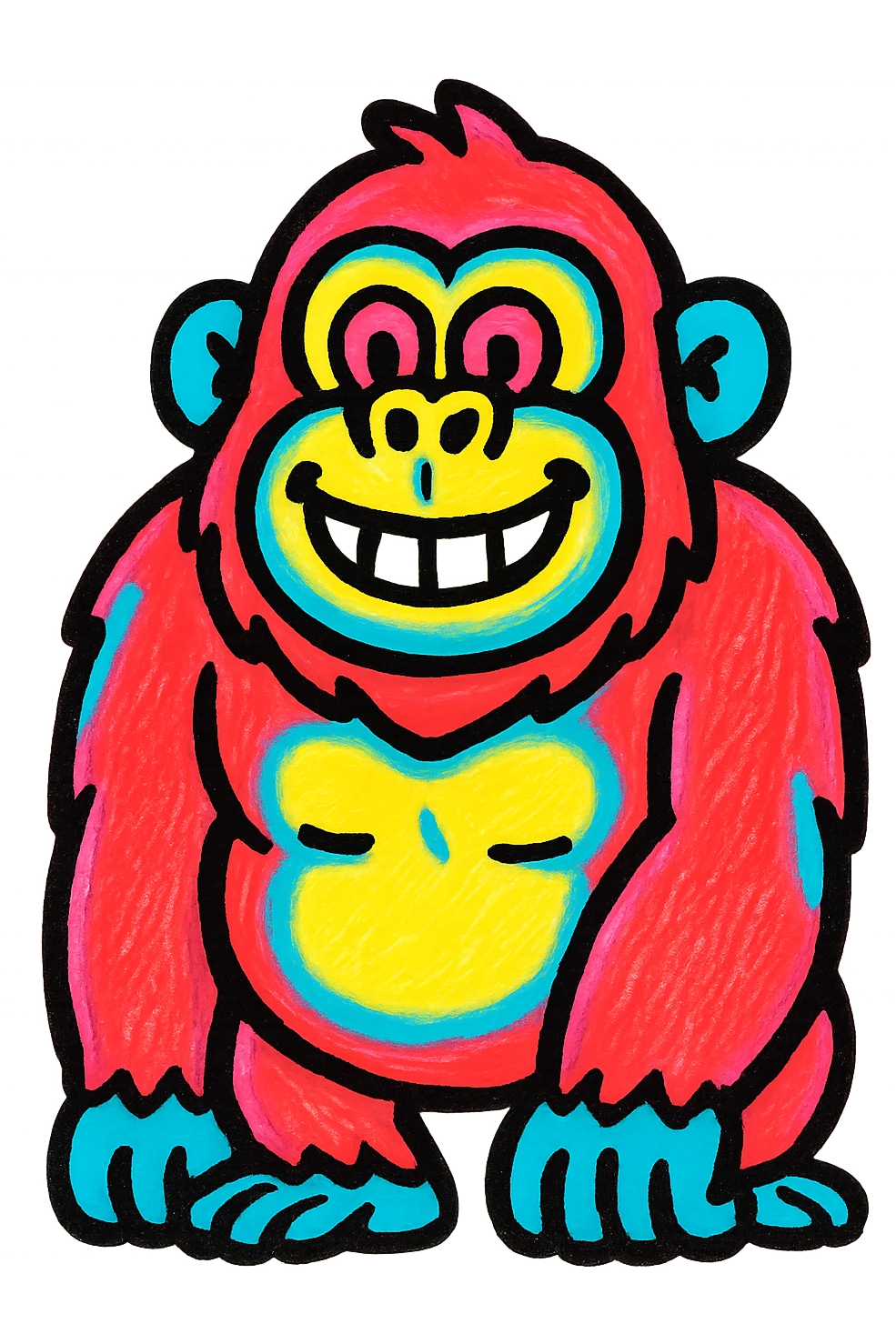 red ape, vibrant and playful, simple background emoji