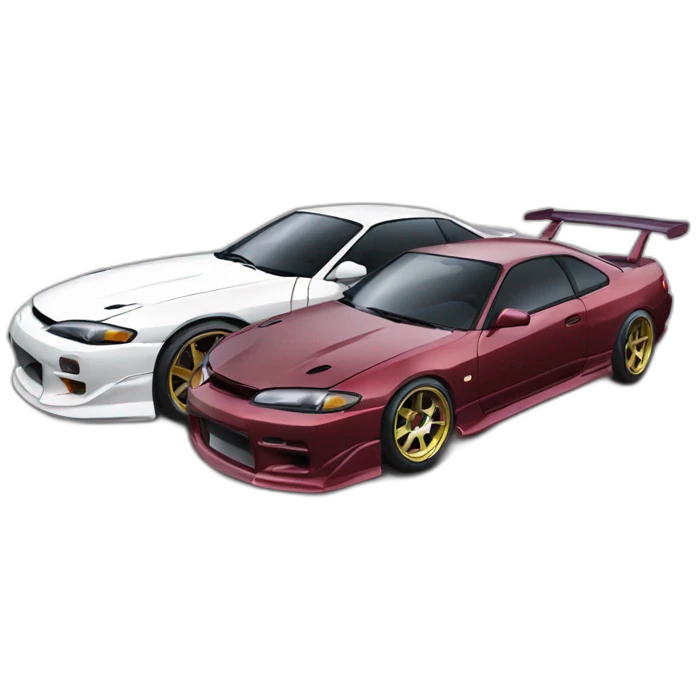 Two Nissan Silvia S15 drifting side by side emoji
